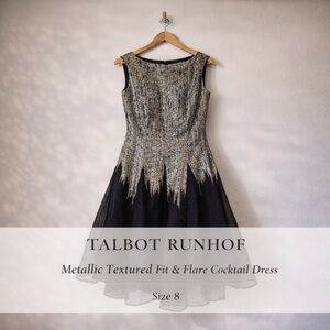 Talbot Runhof Metallic Textured Fit & Flare Cocktail Dress Size 8